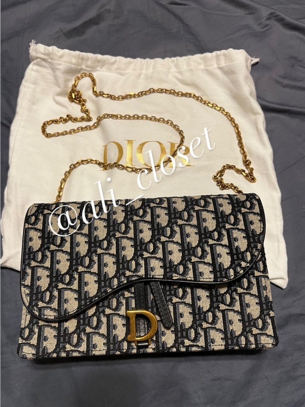 Christian Dior Saddle Pouchette with Chain Bag Crossbody